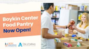 Boykin Center Food Pantry Open Banner with logos
