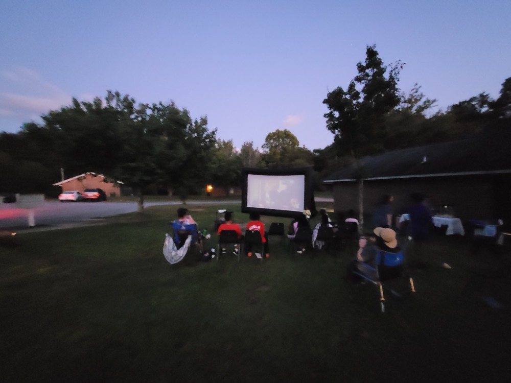 Sparkman Movie screen setup outside
