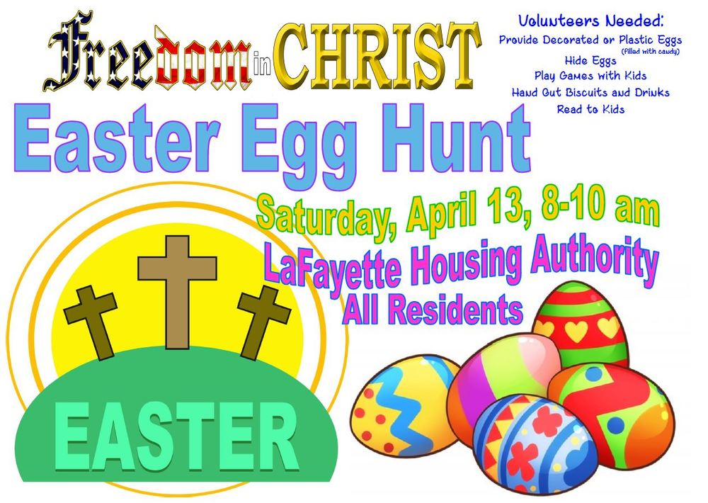 Easter Egg Hunt Flyer with crosses and easter eggs