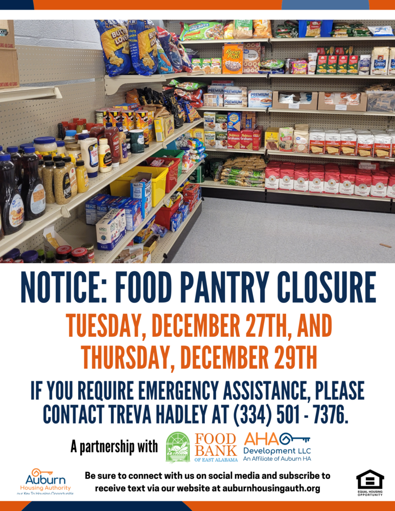 AHA_Food Pantry Closure December 27 and 29th