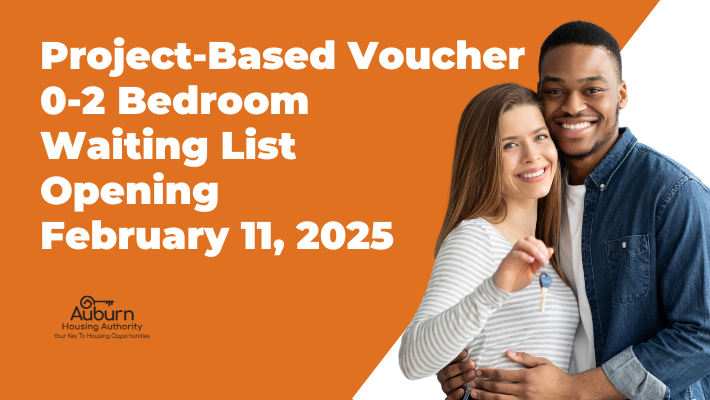 Project Based Voucher waiting list opening february with auburn housing logo