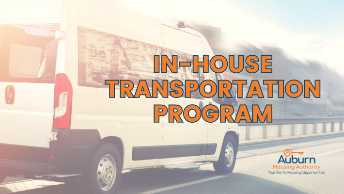 aha transportation program website banner with van